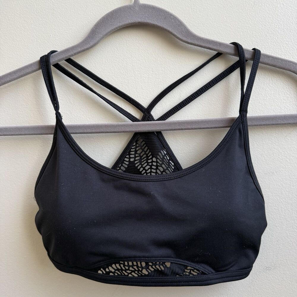 Hollister Black Strappy Sports Bra Activewear Mesh Bralette Padded Size S